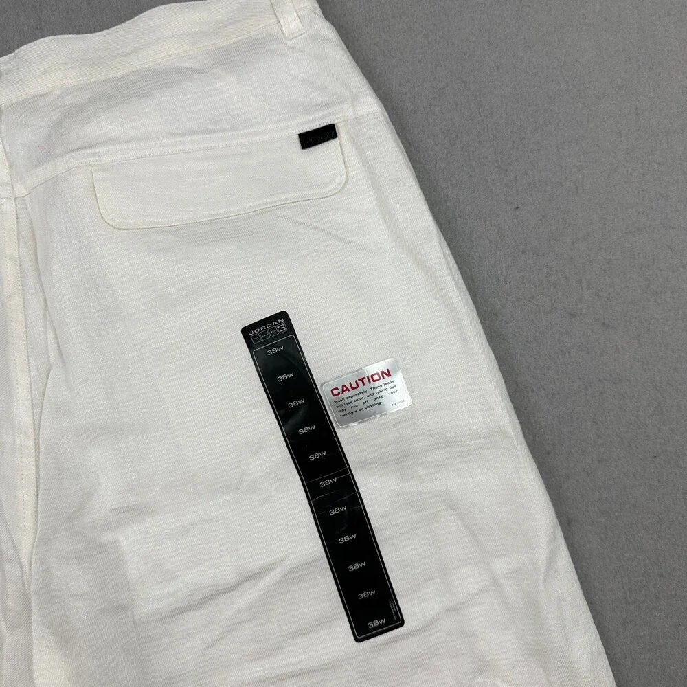 Vintage Jordan Shorts Men 38 Beige Baggy Two-3 Cargo Hip Hop Linen Y2K Deadstock